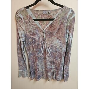 Unity World Wear Long Sleeve With Beading Boho Blouse Size PM
